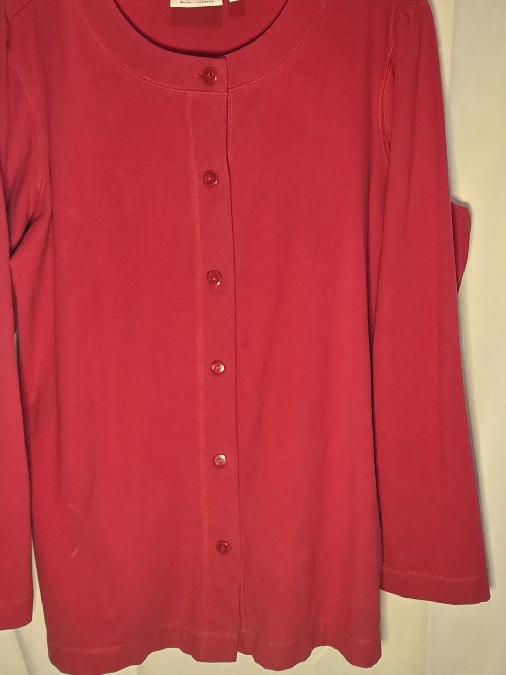 Denim&Co Red Button-Front Women's Cardigan Sweater